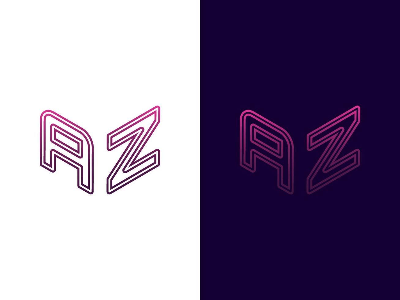 Initial letter AZ minimalist and modern 3D logo design vector