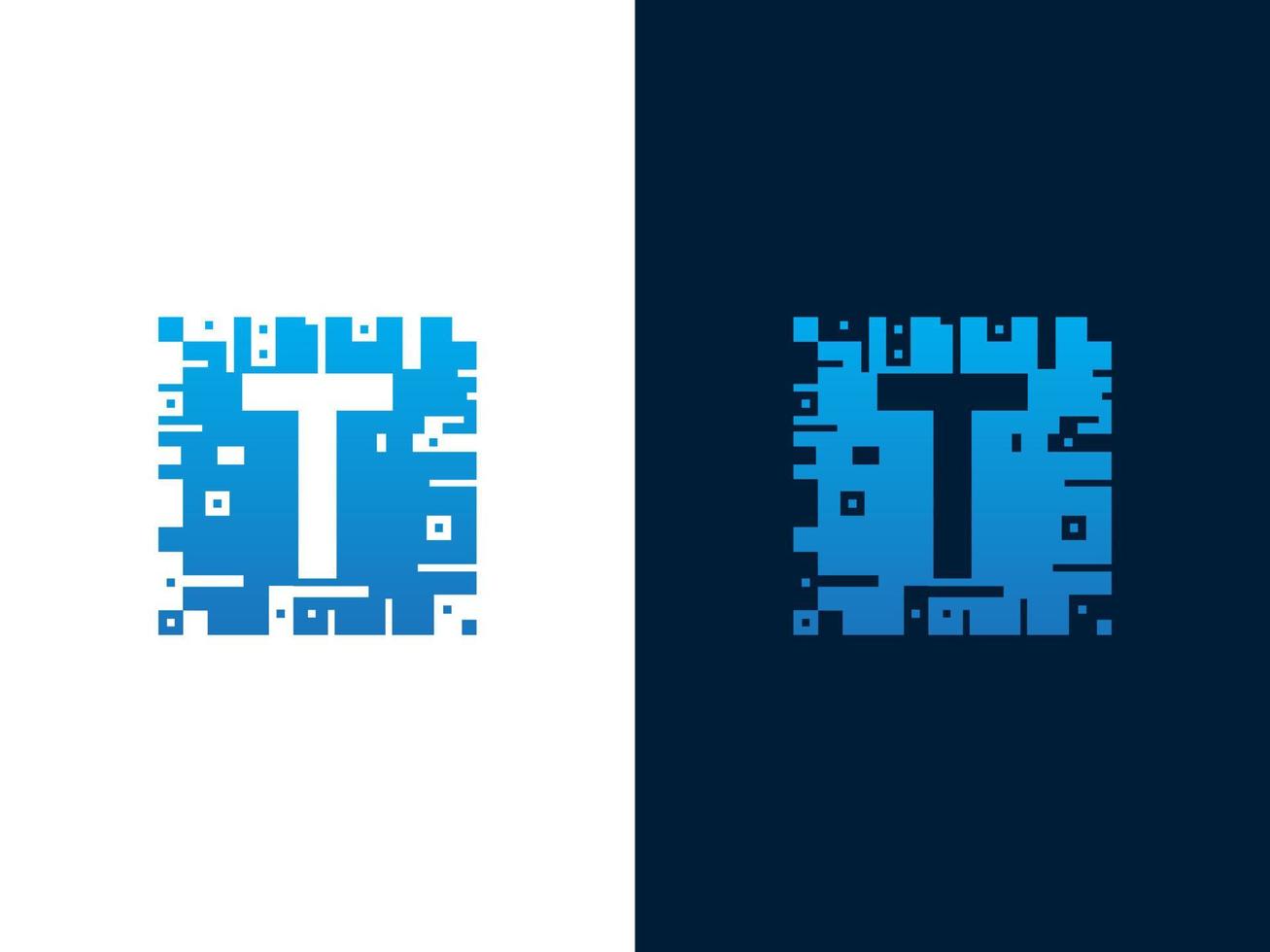 Initial letter T and chip card vector logo design