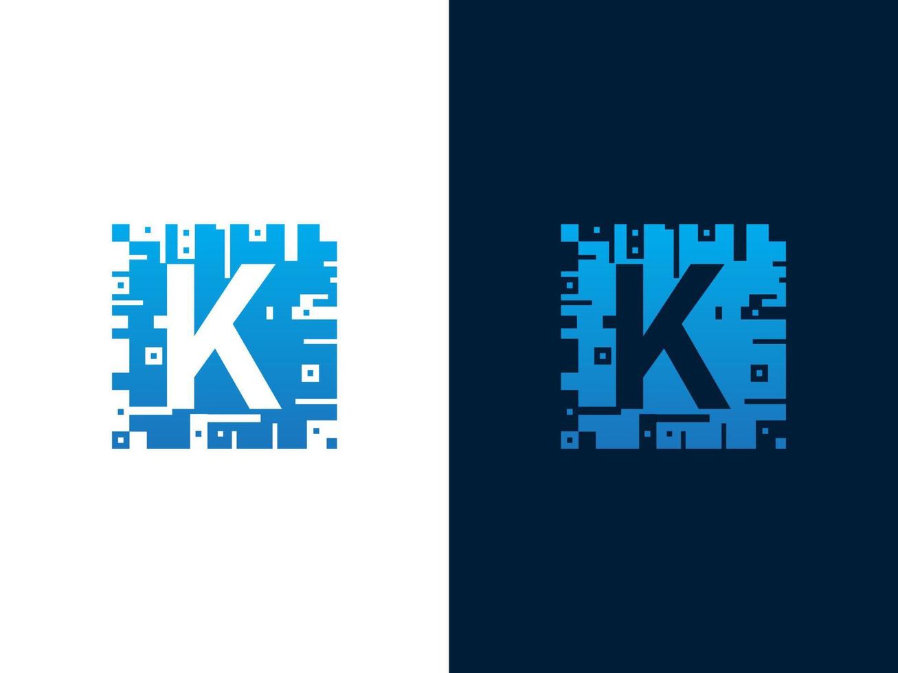 Initial letter K and chip card vector logo design