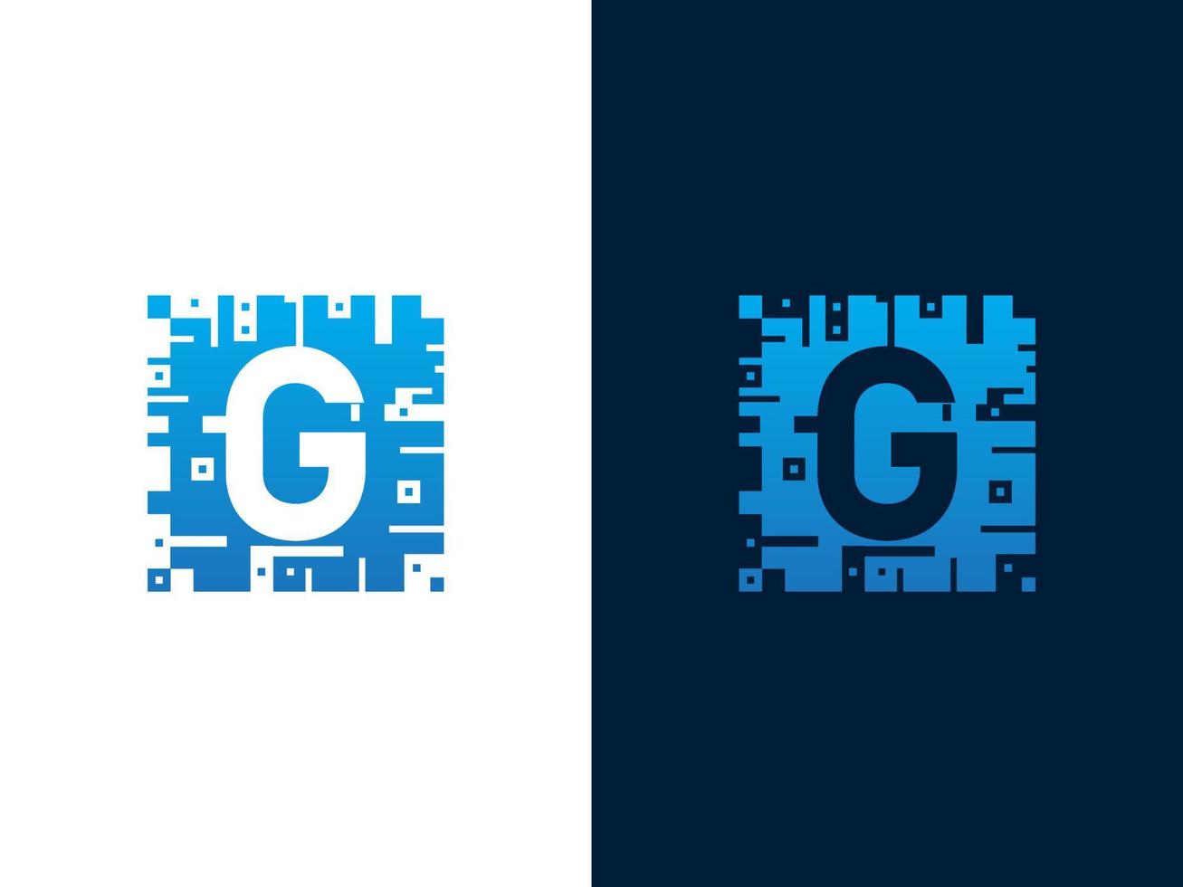 Initial letter G and chip card vector logo design