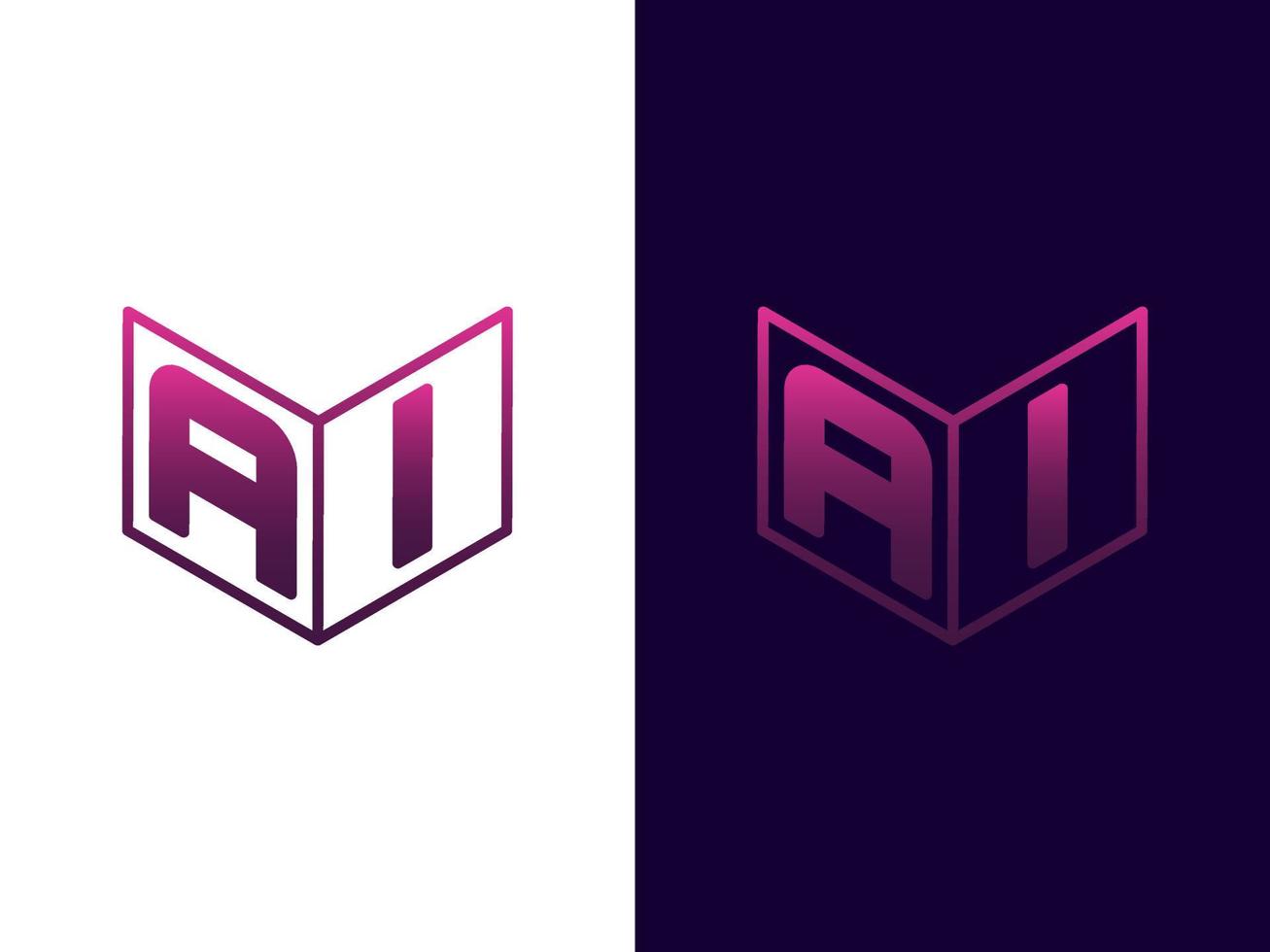 Initial letter AI minimalist and modern 3D logo design vector