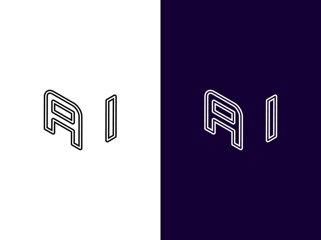 Initial letter AI minimalist and modern 3D logo design vector