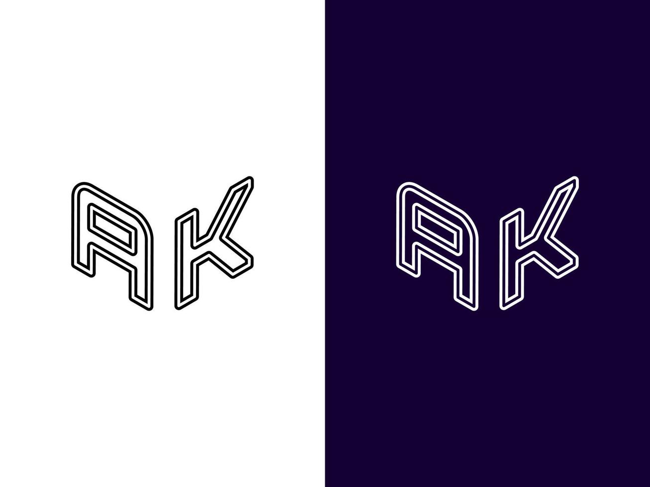 Initial letter AK minimalist and modern 3D logo design vector