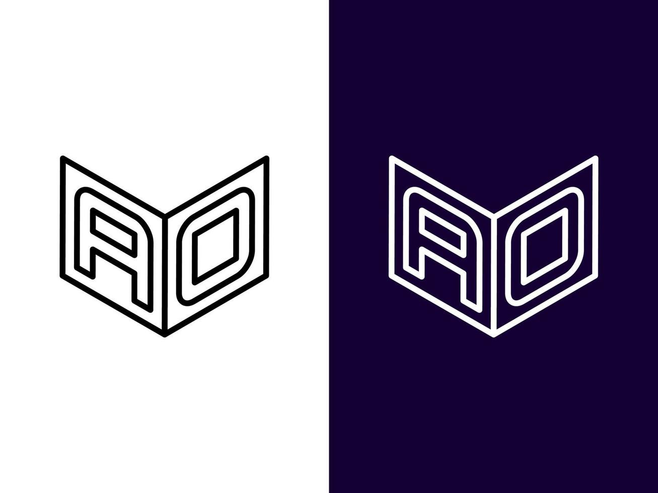 Initial letter AO minimalist and modern 3D logo design vector