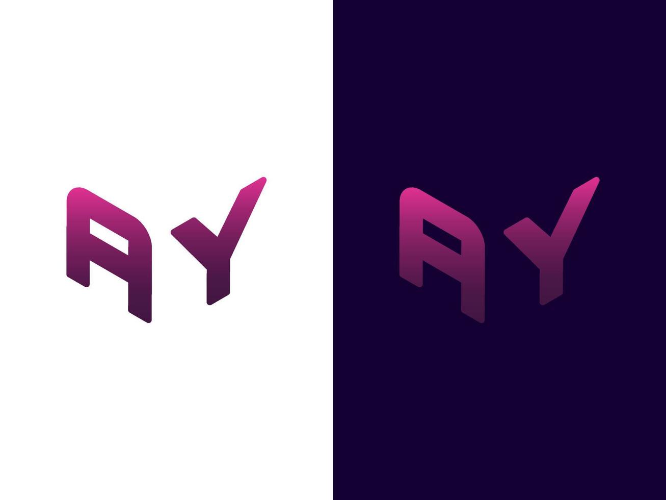 Initial letter AY minimalist and modern 3D logo design vector