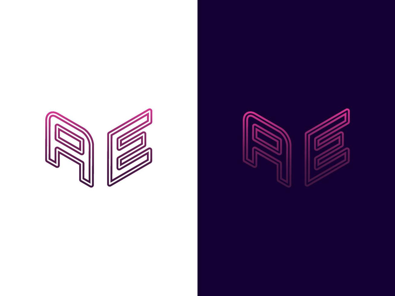 Initial letter AE minimalist modern 3D logo design vector