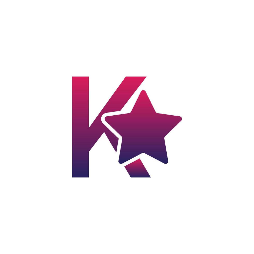 vector k diseño de logotipo de letra inicial con estrella