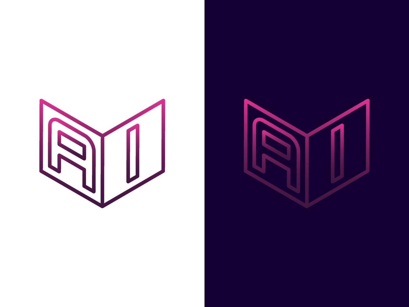 Initial letter AI minimalist and modern 3D logo design vector