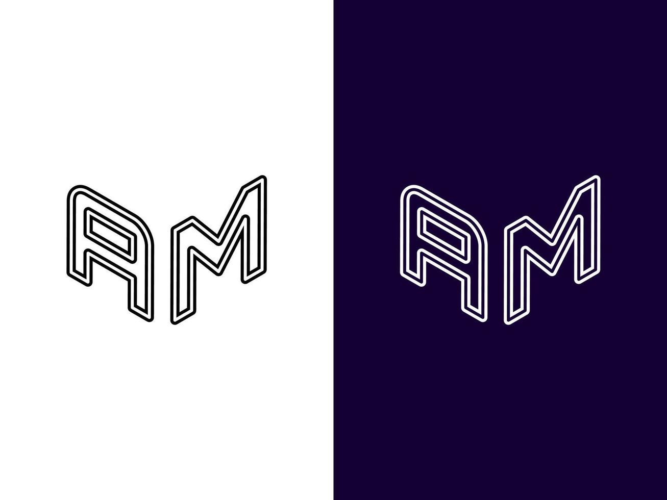 Initial letter AM minimalist and modern 3D logo design vector