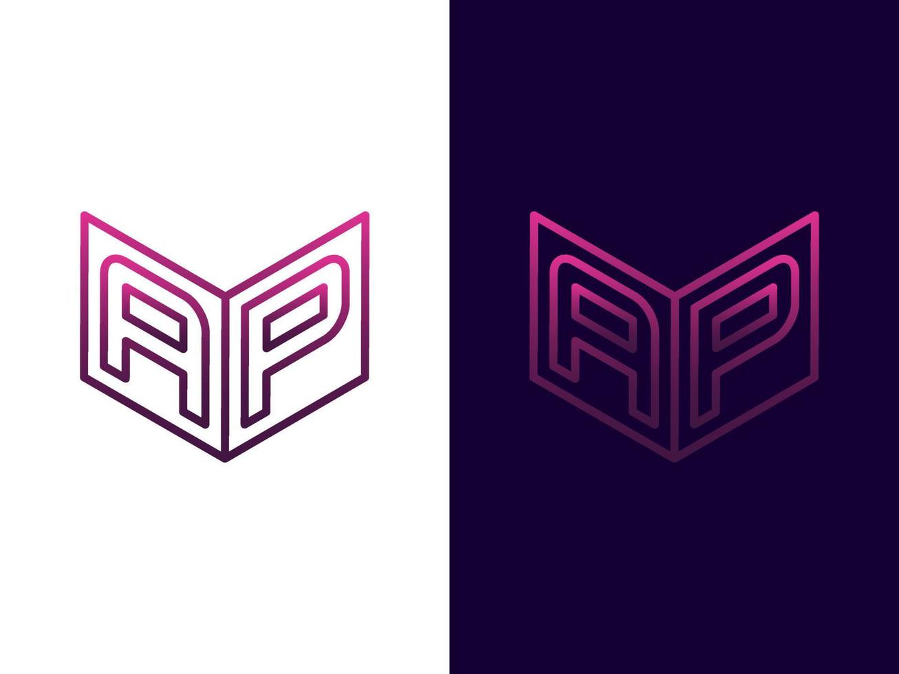 Initial letter AP minimalist and modern 3D logo design vector