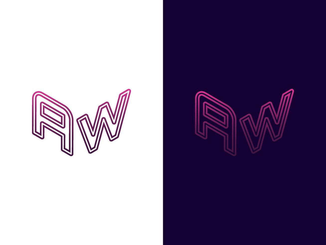 letra inicial aw diseño de logotipo 3d minimalista y moderno vector