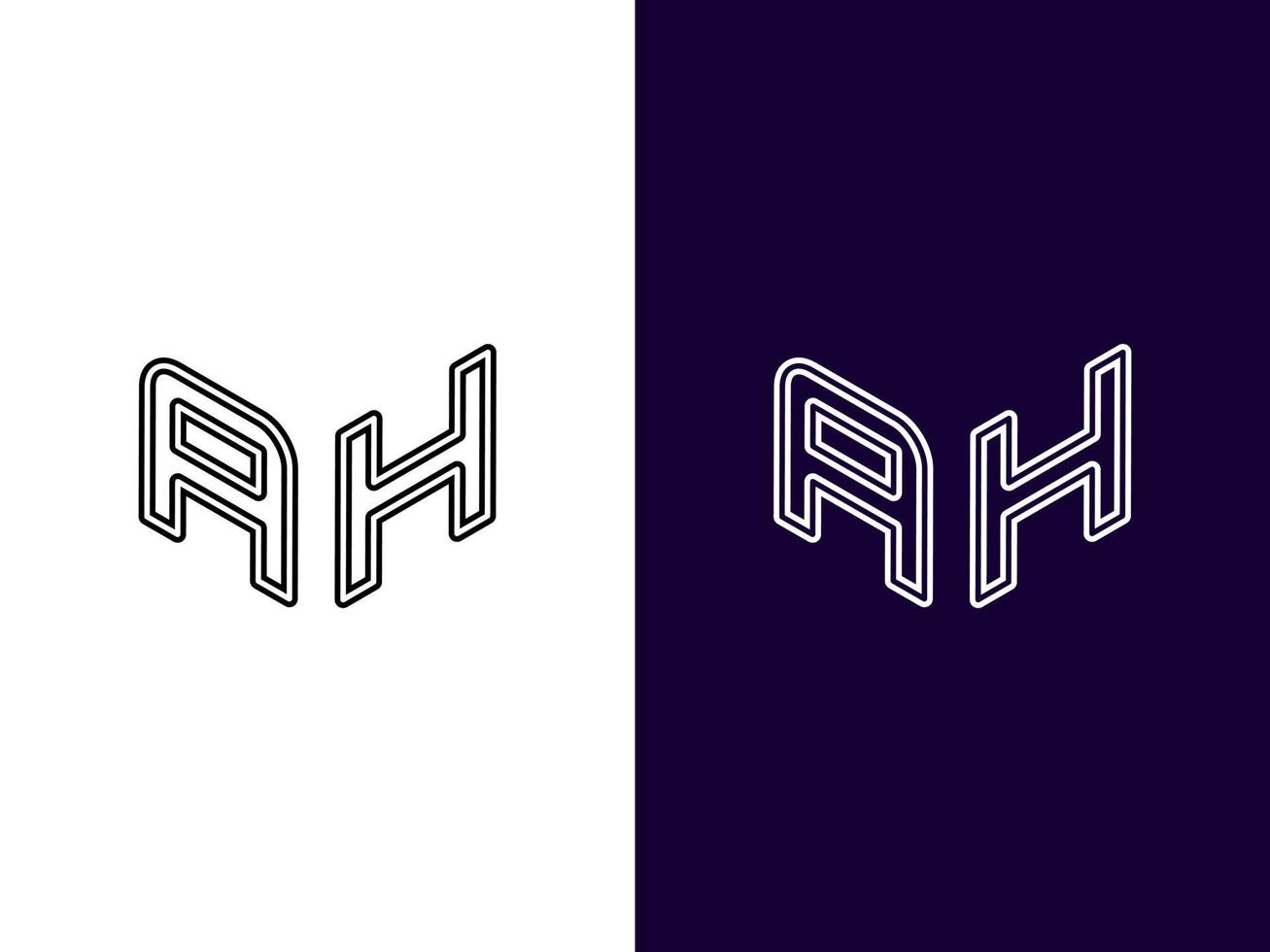 letra inicial ah diseño de logotipo 3d minimalista y moderno vector
