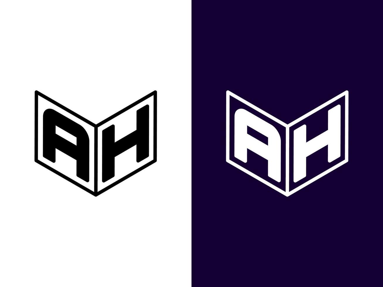 letra inicial ah diseño de logotipo 3d minimalista y moderno vector