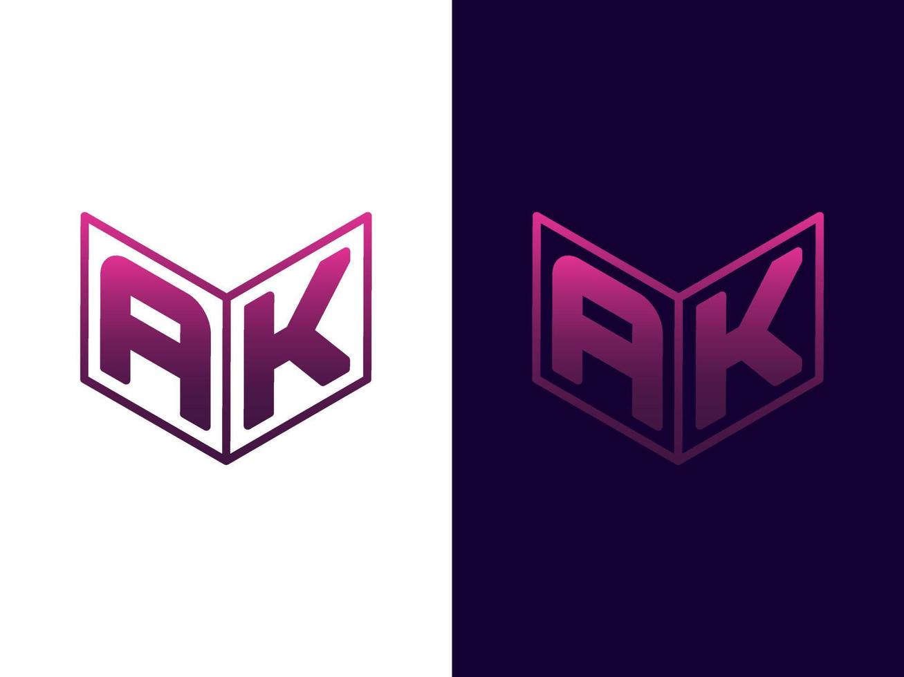 letra inicial ak diseño de logotipo 3d minimalista y moderno vector