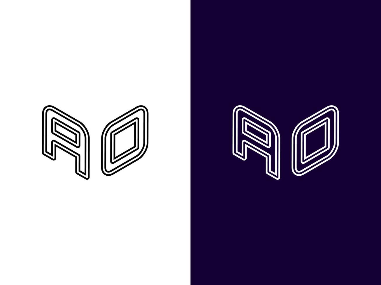 Initial letter AO minimalist and modern 3D logo design vector