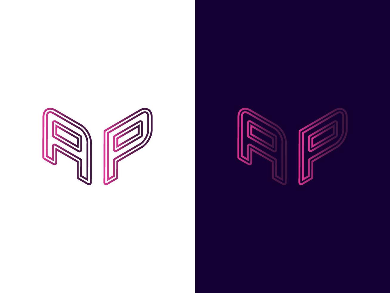 Initial letter AP minimalist and modern 3D logo design vector