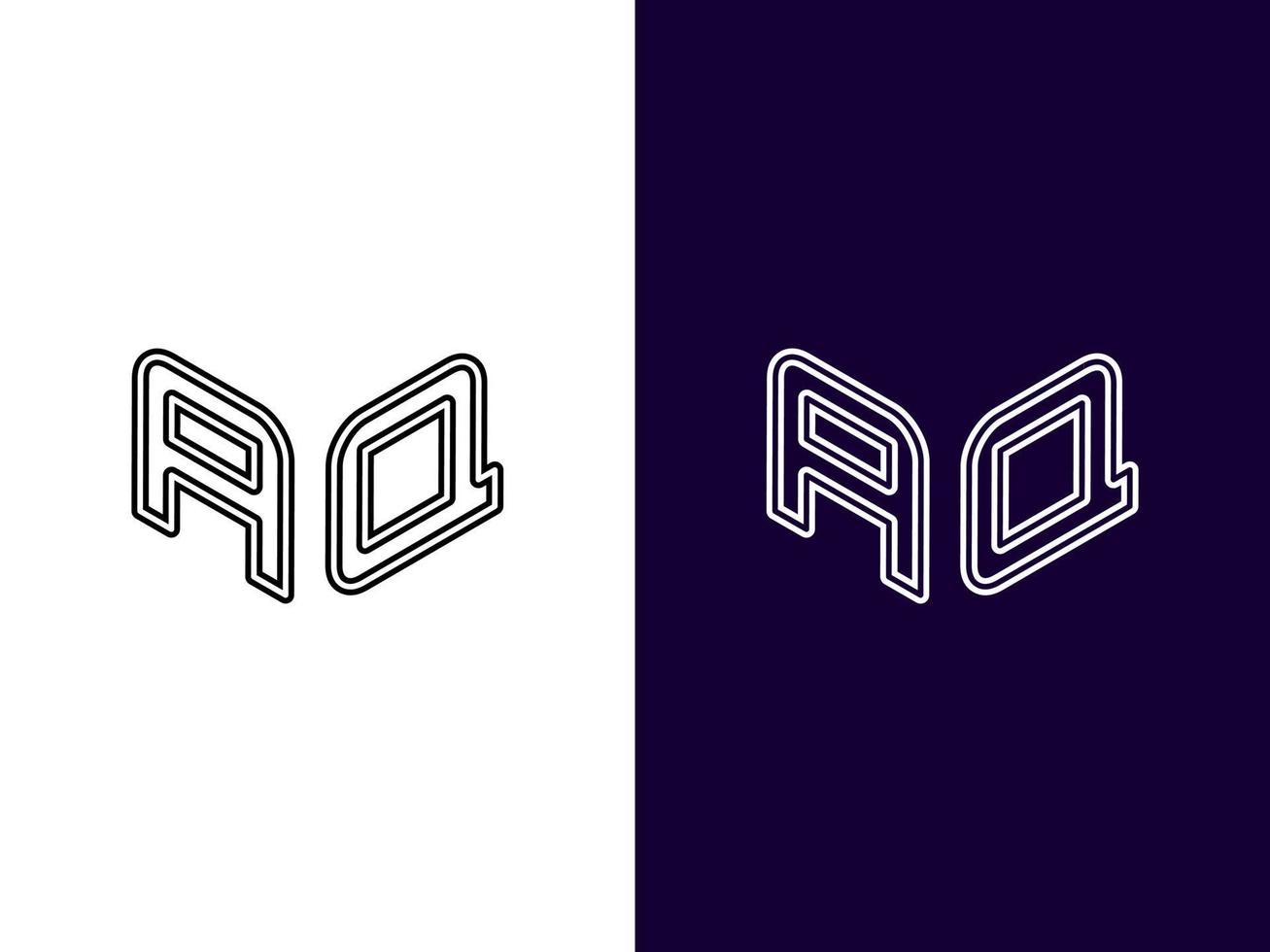 letra inicial aq diseño de logotipo 3d minimalista y moderno vector
