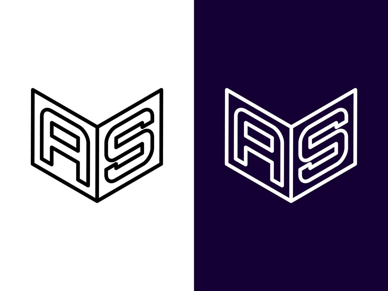 Initial letter AS minimalist and modern 3D logo design vector