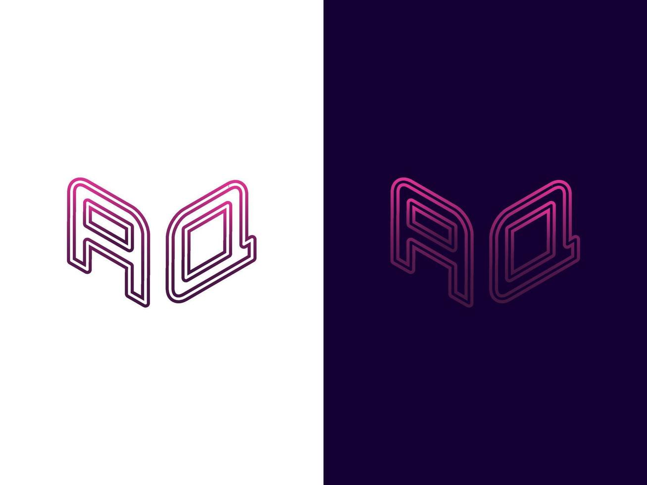 Initial letter AQ minimalist and modern 3D logo design vector