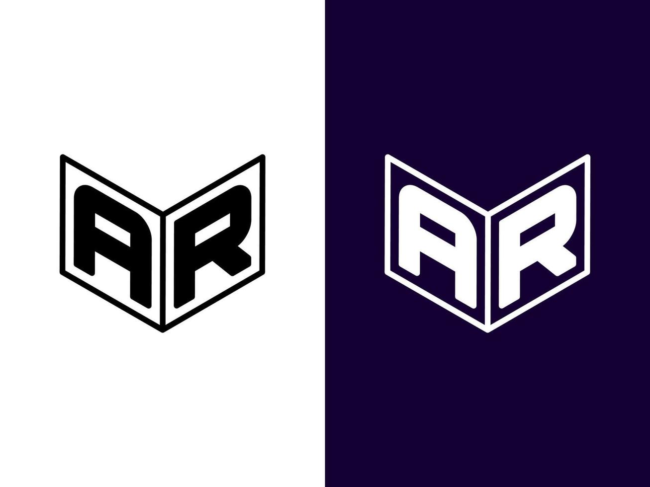 Initial letter AR minimalist and modern 3D logo design vector