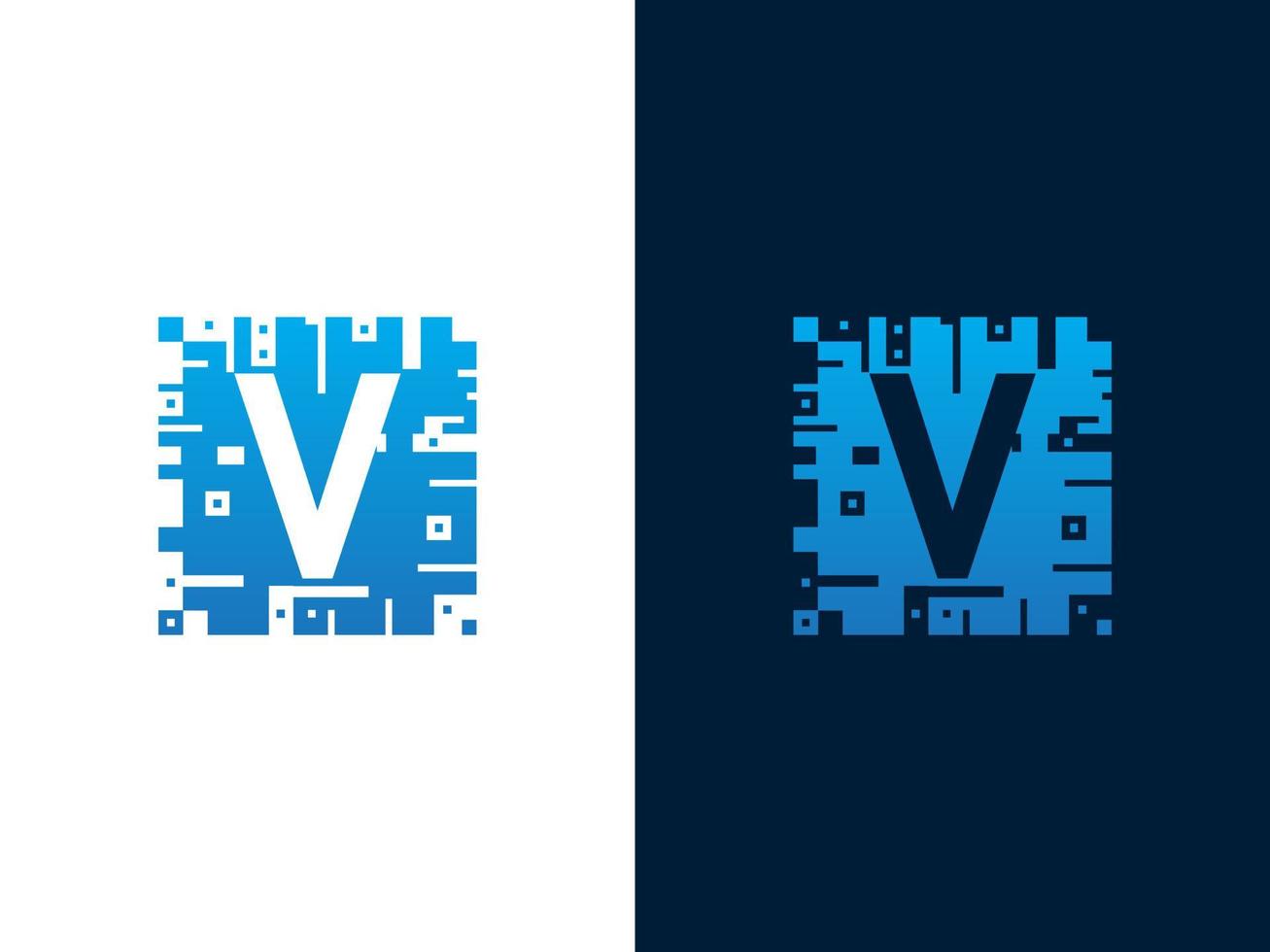 Initial letter V and chip card vector logo design