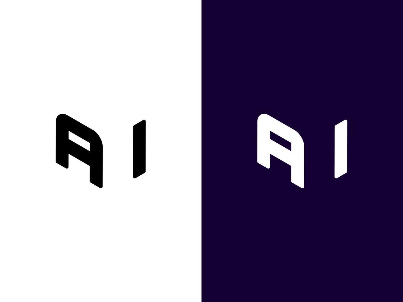 Initial letter AI minimalist and modern 3D logo design vector