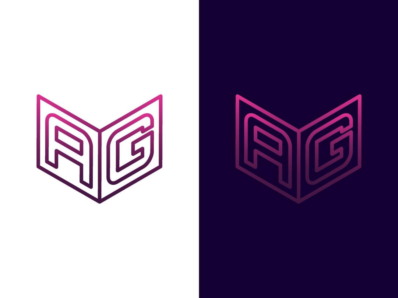 Initial letter AG minimalist modern 3D logo design vector