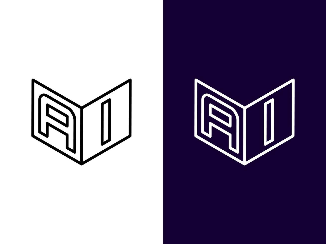 Initial letter AI minimalist and modern 3D logo design vector