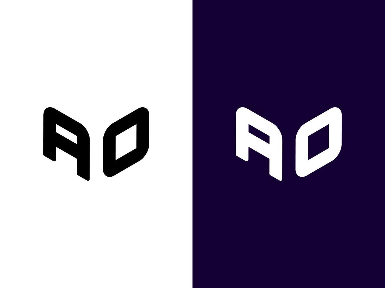 Initial letter AO minimalist and modern 3D logo design vector