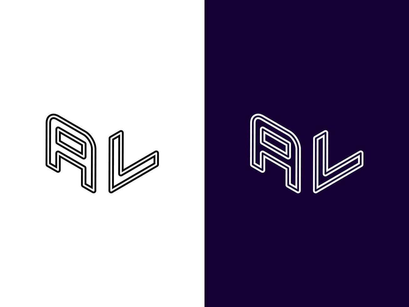 Initial letter AL minimalist and modern 3D logo design vector