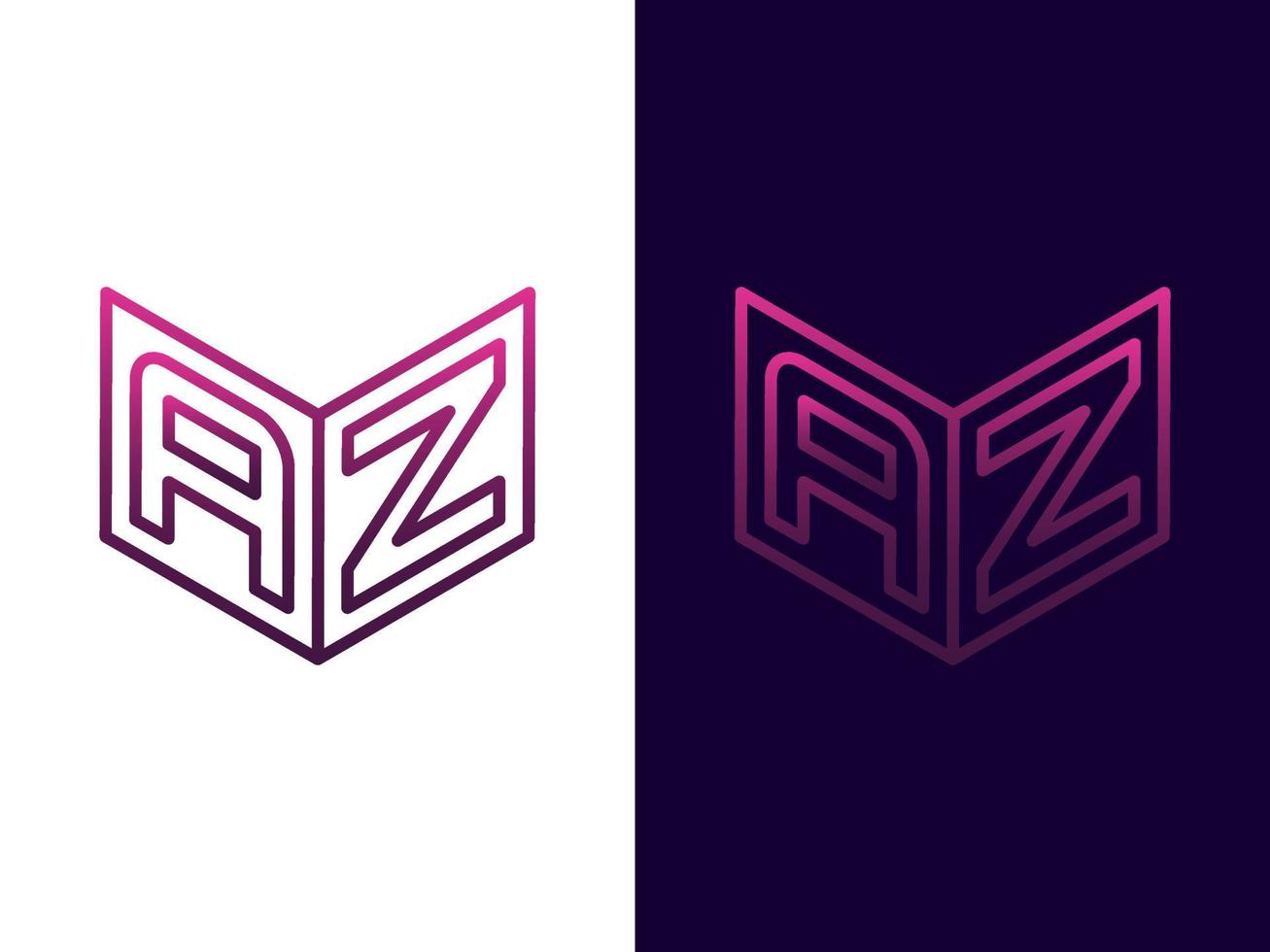 Initial letter AZ minimalist and modern 3D logo design vector