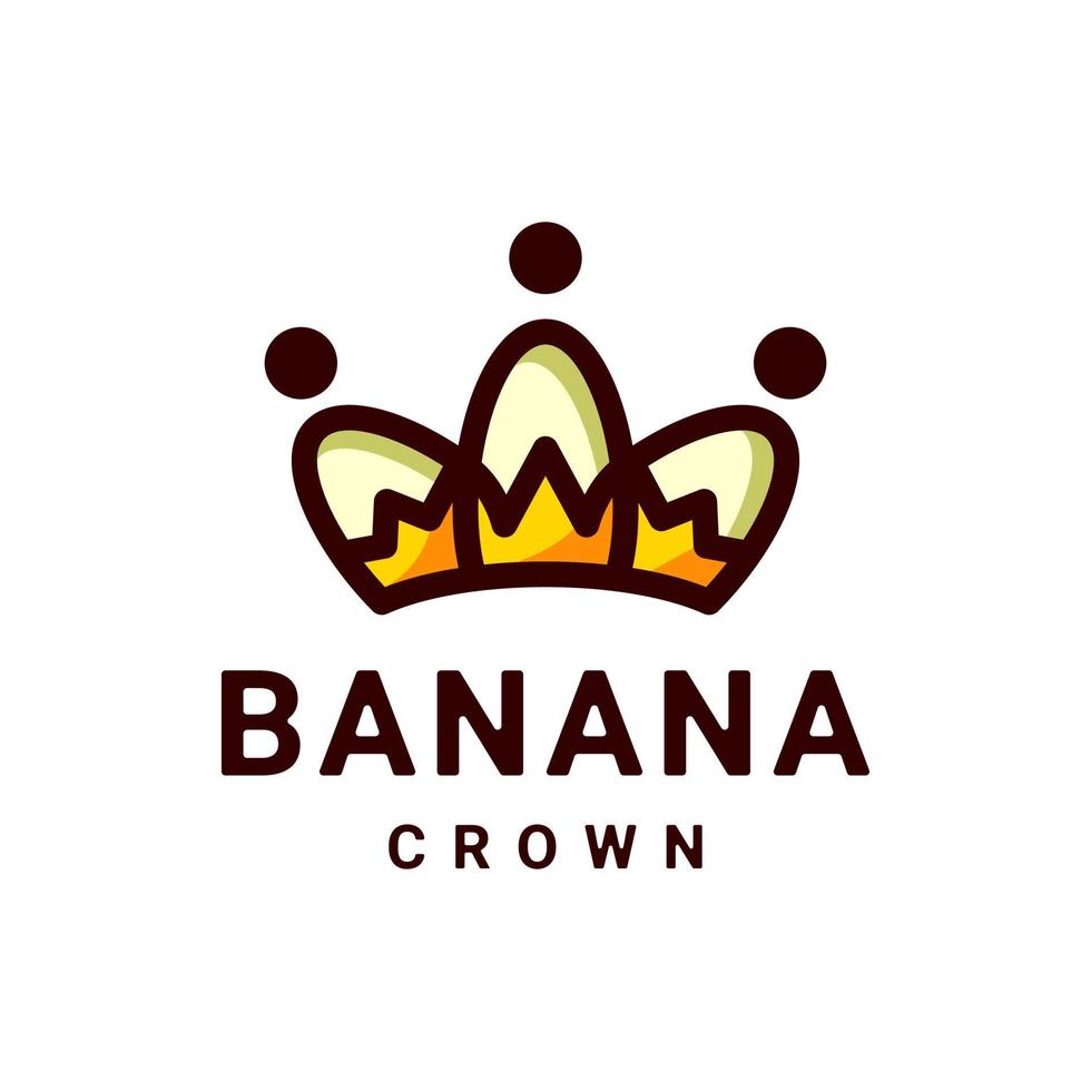 Combination banana and crown in background white, design logo vector editable