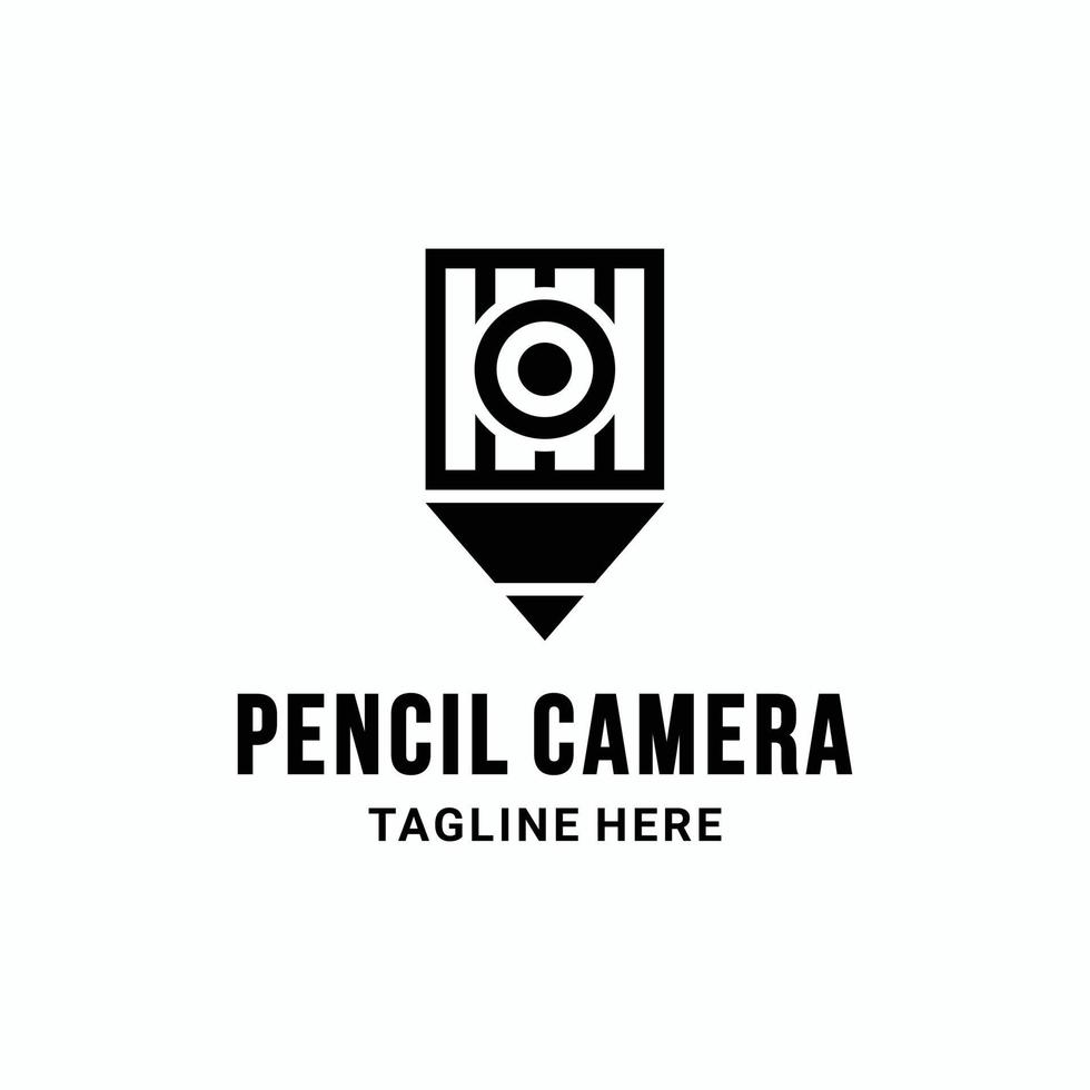 cámara de lápiz con estilo minimalista plano en fondo blanco, diseños vectoriales editables como desee vector