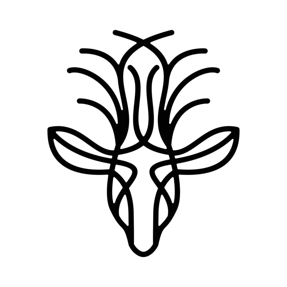 Design Vector Deer black With line art style