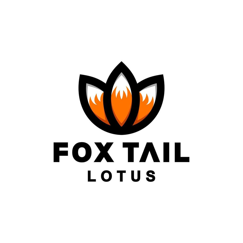 Combination flower lotus and fox tail in white background , template vector logo design