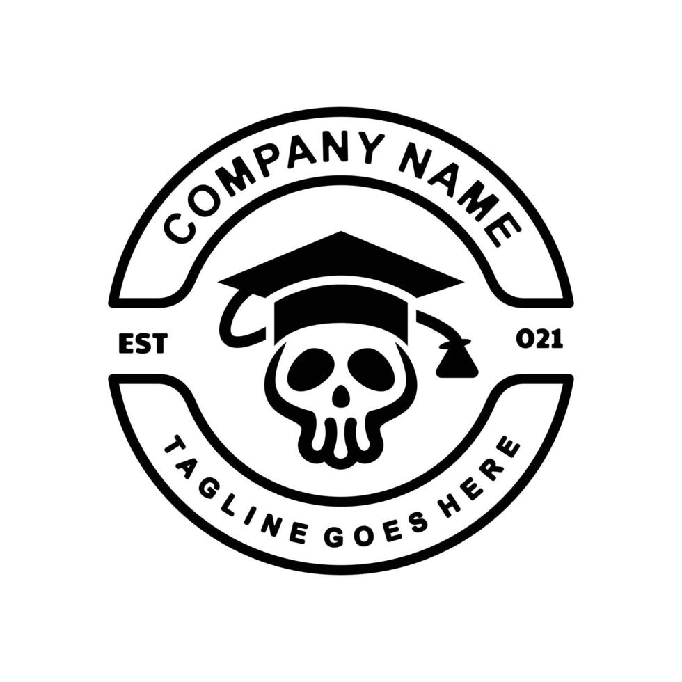 Education Skull with student hat. Label Stamp, Badge, Emblem, Logo design vector