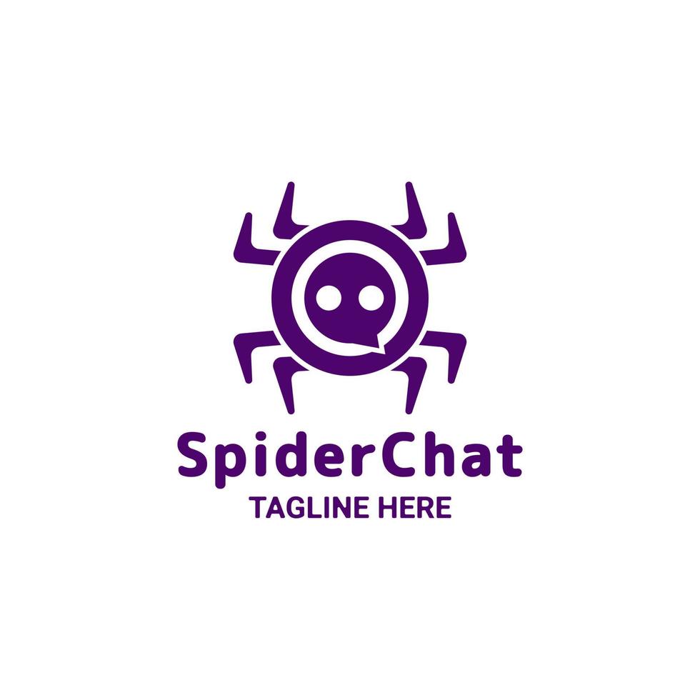 Spider combination with chat icon in background white , vector logo design editable