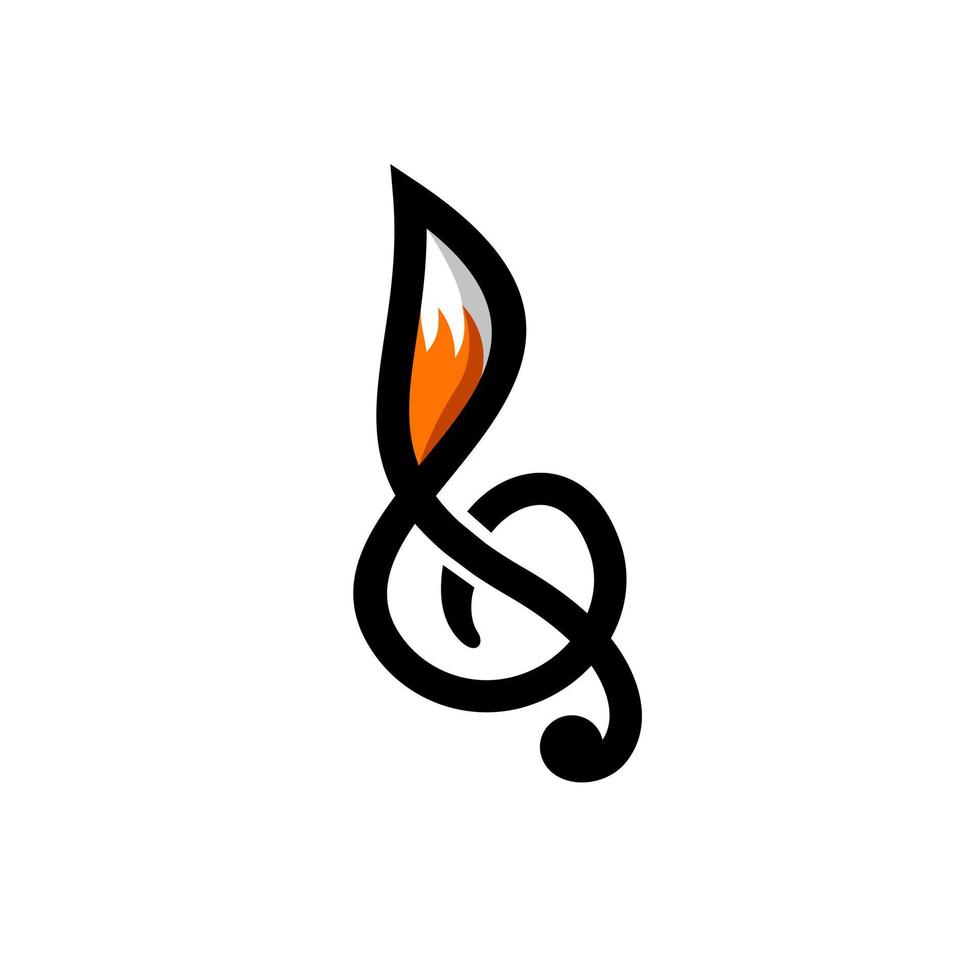 Combination Music Notes and fox tail with flat minimalist style in white background , template vector logo design editable