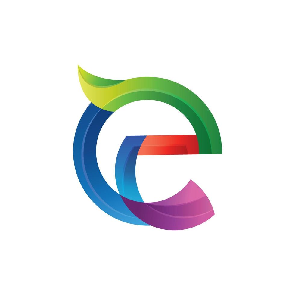 Letter E colorful, vector logo design editable