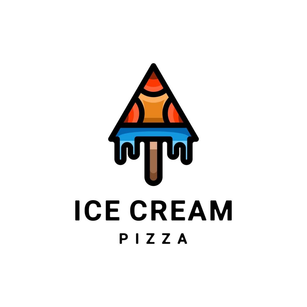 combinación de pizza y helado en fondo blanco, diseño de logotipo vectorial editable vector