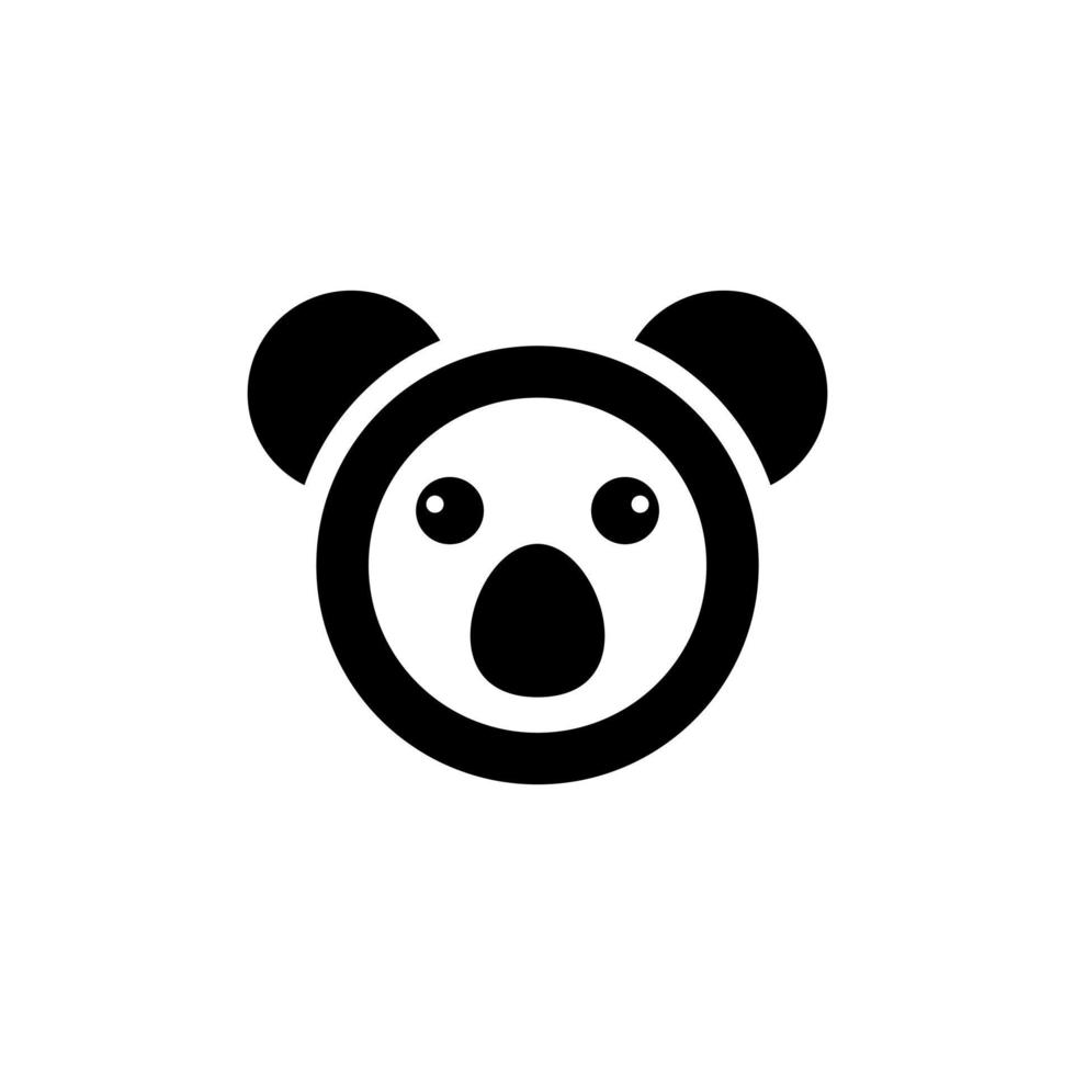 Logo Design Vector Round Face Koala with minimalist flat style in Color Black and white