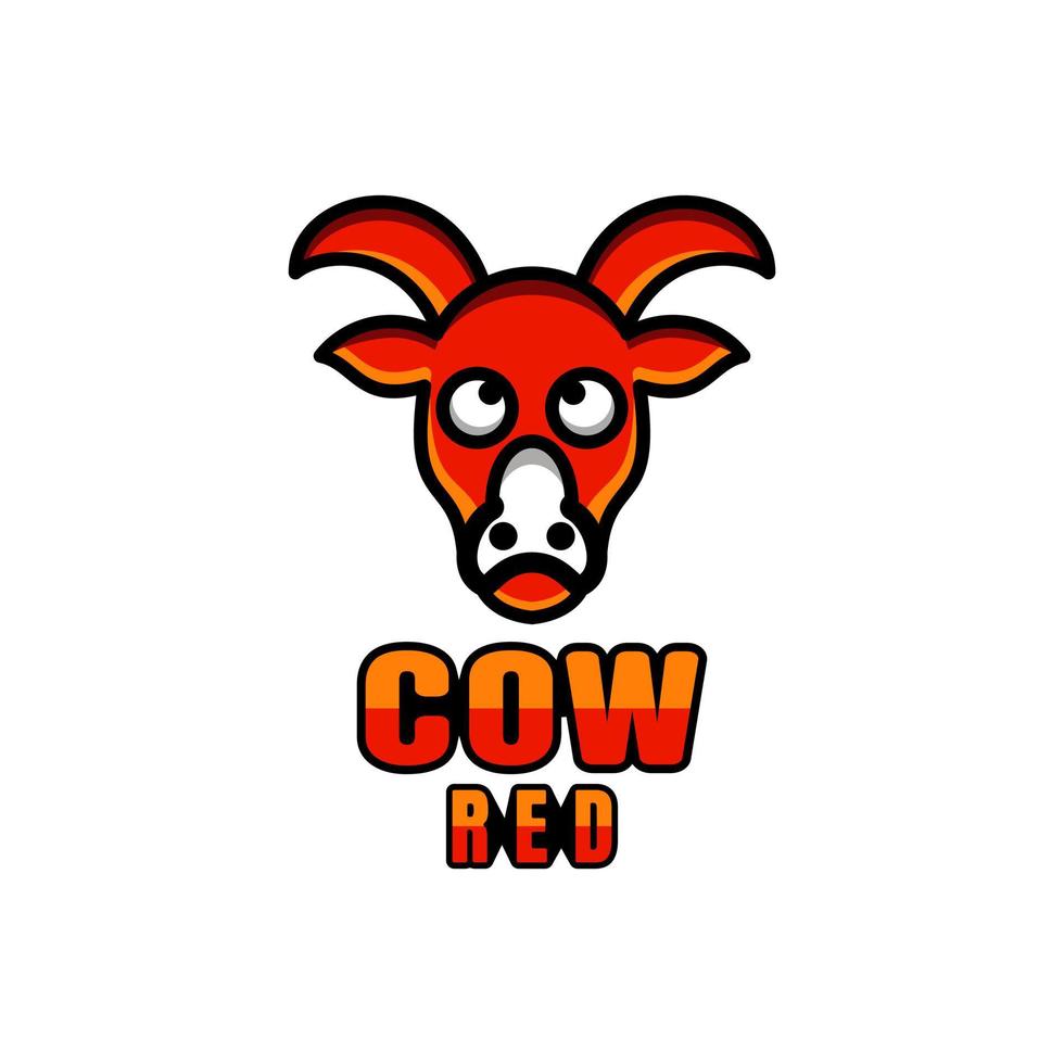 diseño de logotipo de vector de mascota simple vaca en color rojo