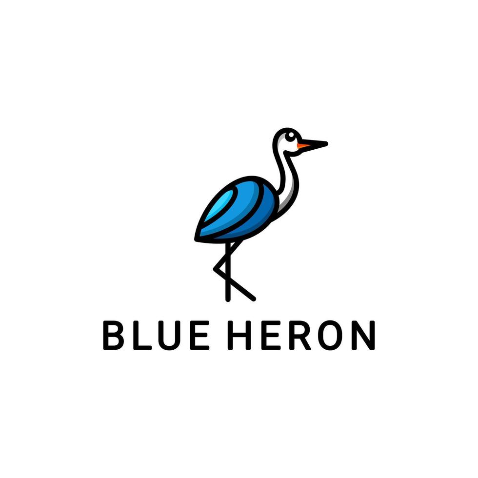 Logo Design Vector is created in the style of line art which forms Heron Crane Flying