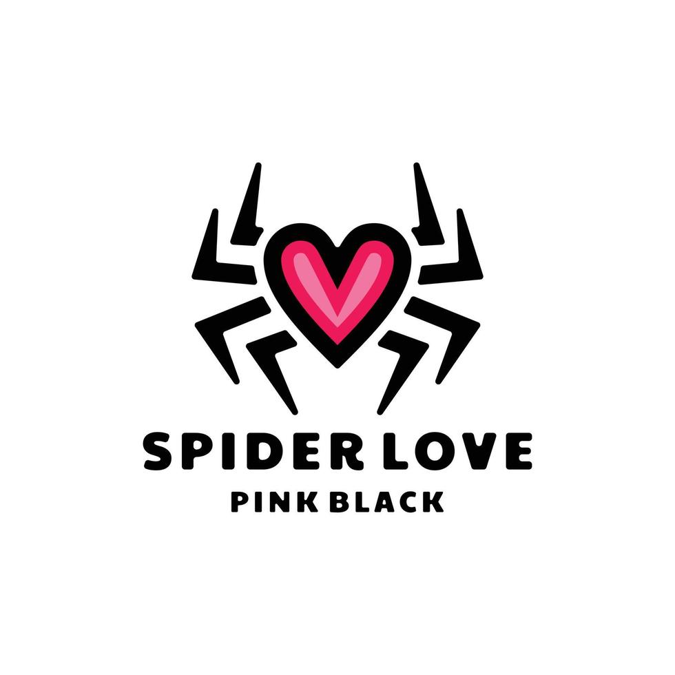 Spider combination with icon love in background white , template vector logo design