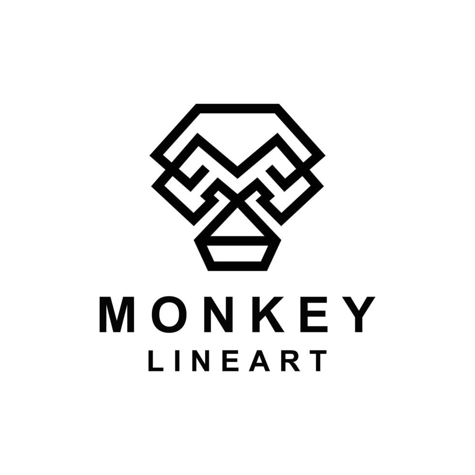 Simple Vector Logo Design Monkey with style line art