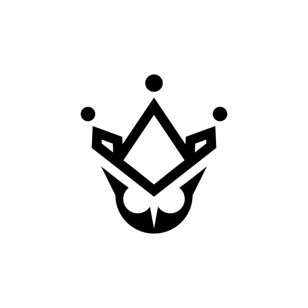 combinación de búho con corona, en fondo blanco, vector de logotipo de diseño editable