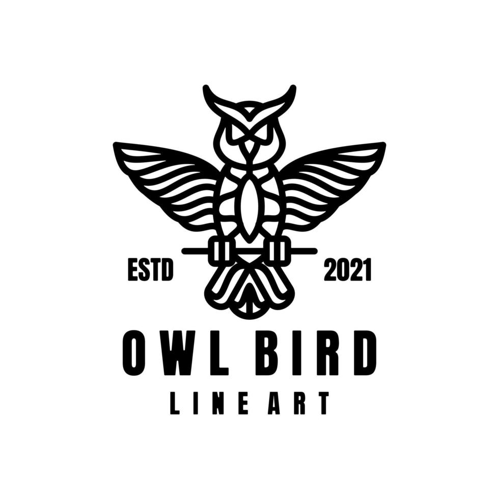 el vector de diseño del logotipo se crea en el estilo de arte lineal que forma pájaros búho