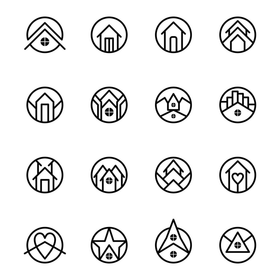 Vector Set icons House simple symbols with line art style. Can be used for web, print, mobile, etc