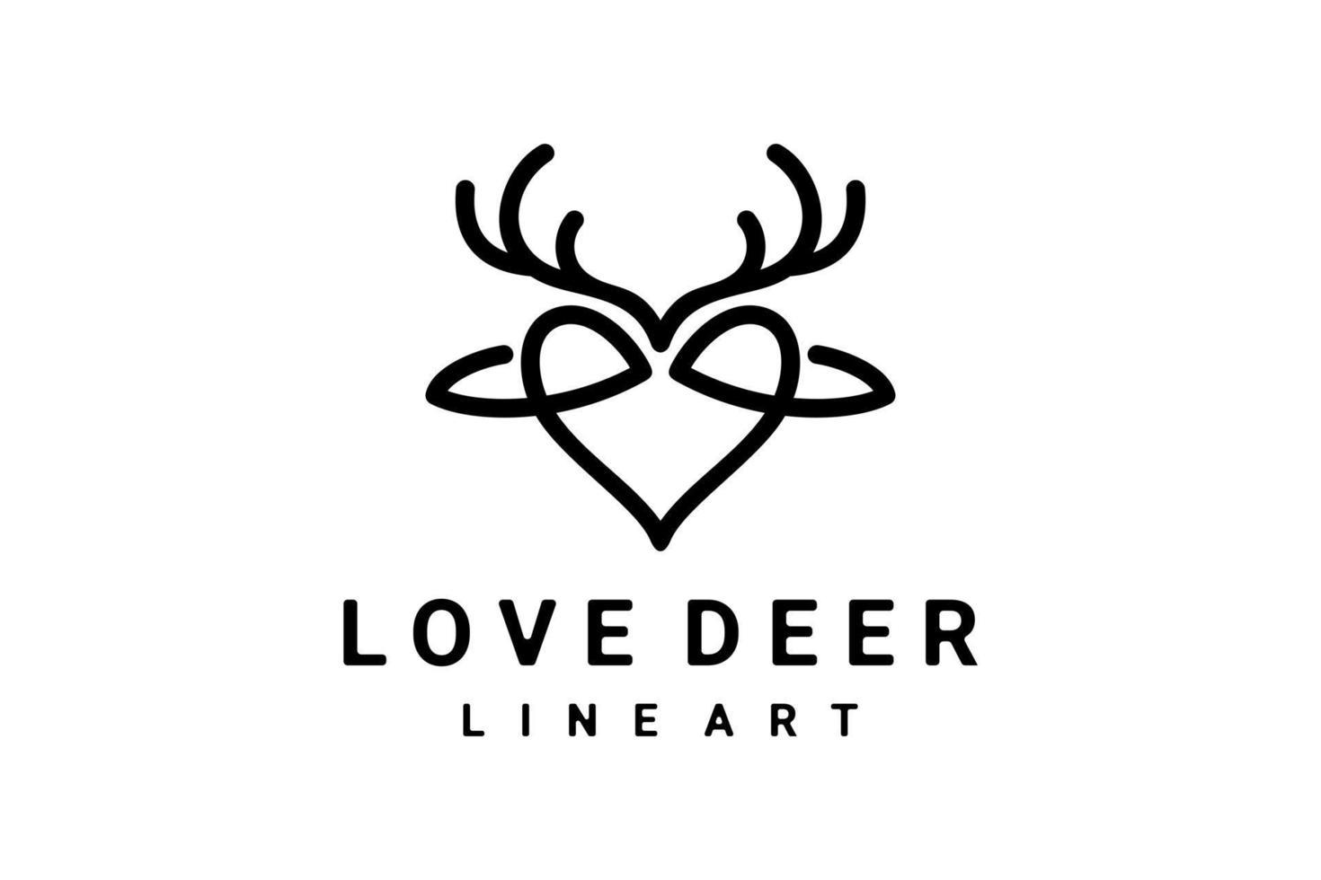 Vector logo Design Combination Deer and Love with line art style