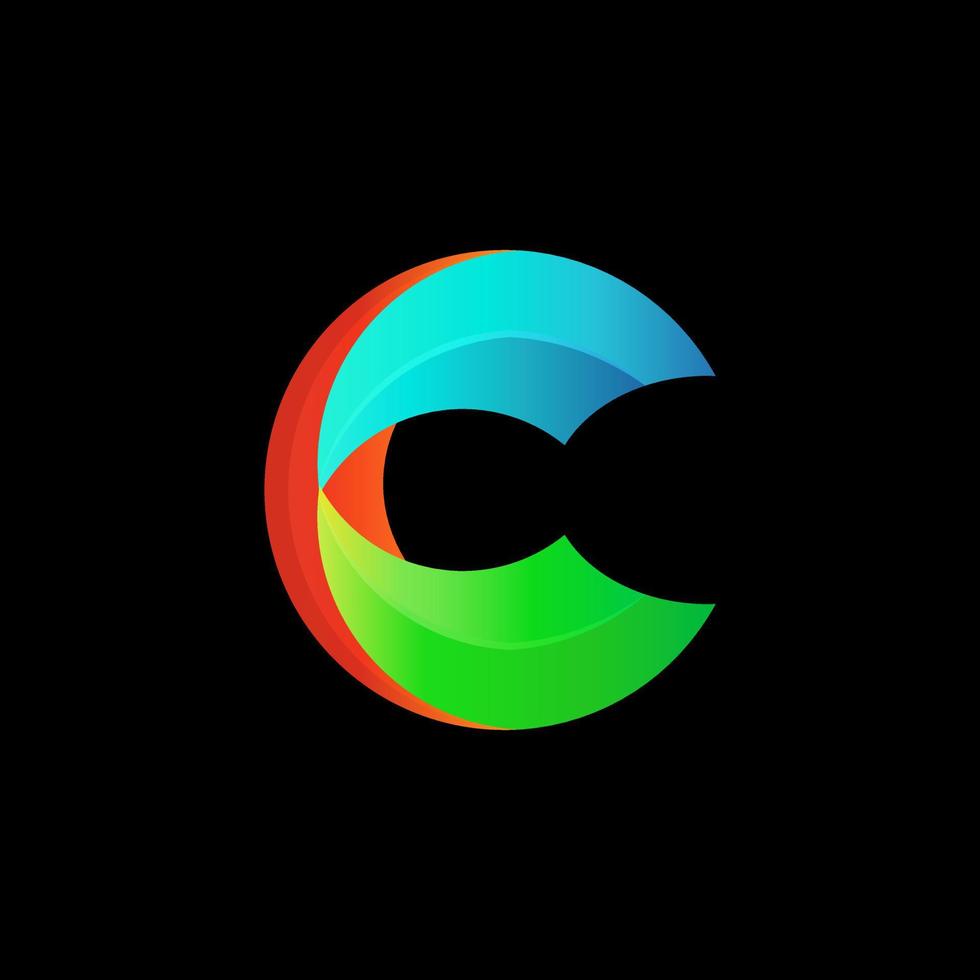 Letter C colorful, vector logo design editable